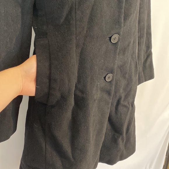 Anne Klein thigh length wool and cashmere pea coat in black size 6P 6 petite - Picture 4 of 16